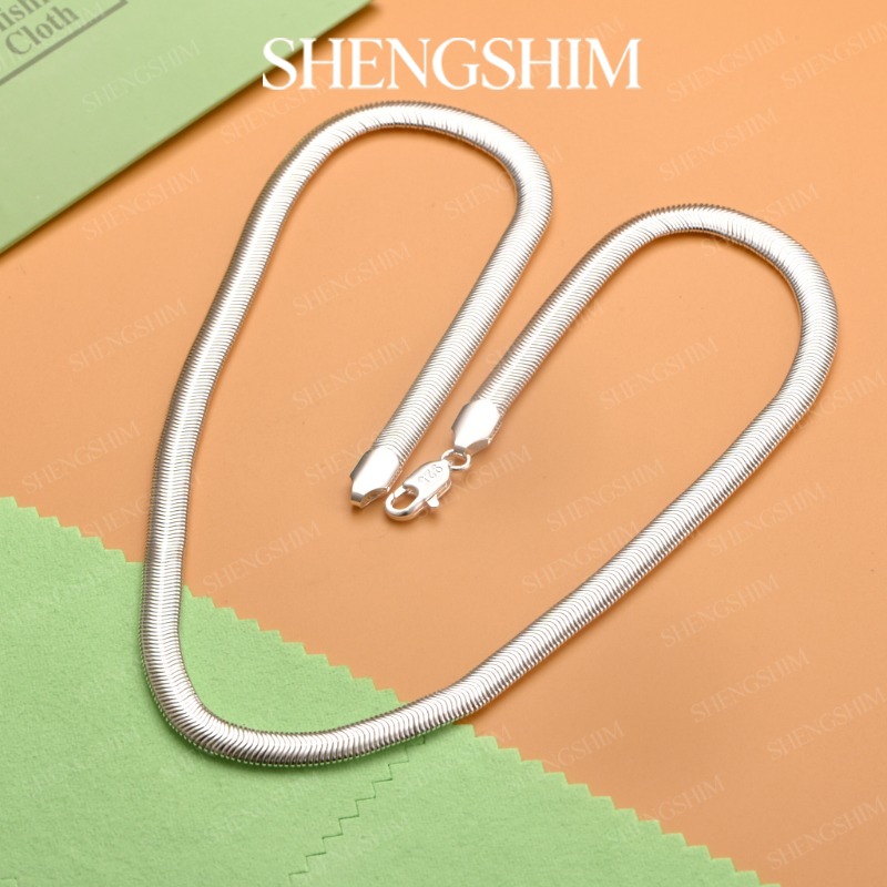 Lobster Clasp Silver - SHENGSHIM – naszyjnik z płaskim łańcuchem
